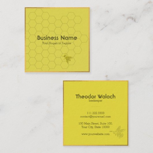 Klassieke Gold Bee Professional Vierkante Visitekaartje (Voorkant / Achterkant)