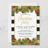 Klassieke Gold Black White Stripes kerstparty Kaart (Voorkant)