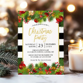 Klassieke Gold Black White Stripes kerstparty Kaart