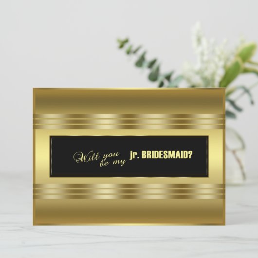 Klassieke Gold Black zal je mijn jr zijn. Bridesma Kaart (Staand voorkant)