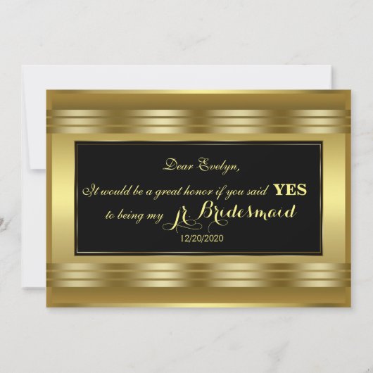 Klassieke Gold Black zal je mijn jr zijn. Bridesma Kaart (Achterkant)