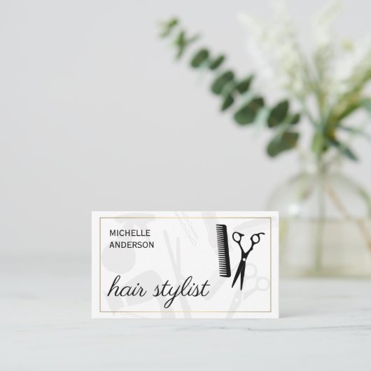 Klassieke Gold Border Hair Stylist | salon Visitekaartje (Staand voorkant)