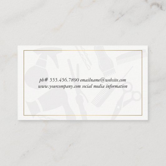 Klassieke Gold Border Hair Stylist | salon Visitekaartje (Achterkant)