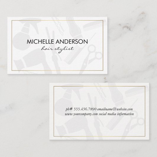 Klassieke Gold Border Hair Stylist Visitekaartje (Voorkant / Achterkant)