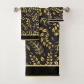 Klassieke Gold Bronze bladeren op zwart Bad Handdoek (Insitu)