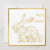 Klassieke Gold Bunny Easter Kaart (Voorkant)