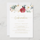 Klassieke Gold Burgundy White Floral bevestiging Kaart (Voorkant)