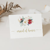 Klassieke Gold Burgundy White Floral Bridal Party Bedankkaart