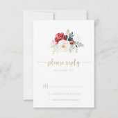 Klassieke Gold Burgundy White Floral RSVP (Voorkant)