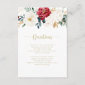 Klassieke Gold Burgundy White Wedding Directions Informatiekaartje (Voorkant)