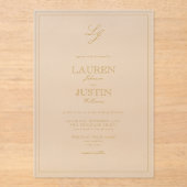 Klassieke Gold Calligraphy Monogram Weddenschap Acryl Uitnodigingen (Voorkant)