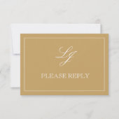 Klassieke Gold Calligraphy Monogram Weddenschap RSVP Kaartje (Voorkant)