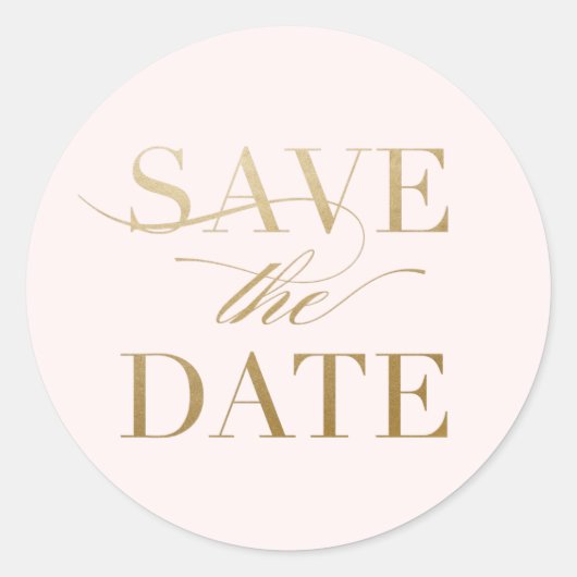 Klassieke Gold Calligraphy Wedding Save the Date Ronde Sticker (Voorkant)