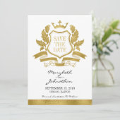Klassieke Gold Crest slaat de datum-Kaart op Save The Date (Staand voorkant)