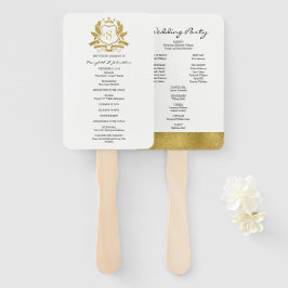 Klassieke Gold Crest Wedding Program Handje Fan Handwaaier