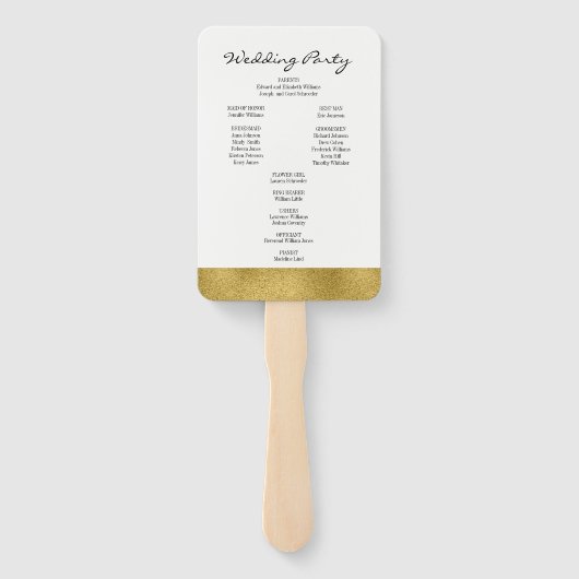 Klassieke Gold Crest Wedding Program Handje Fan Handwaaier (Achterkant)