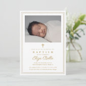 Klassieke Gold Cross Religieuze Baptisme & Christe Kaart (Staand voorkant)