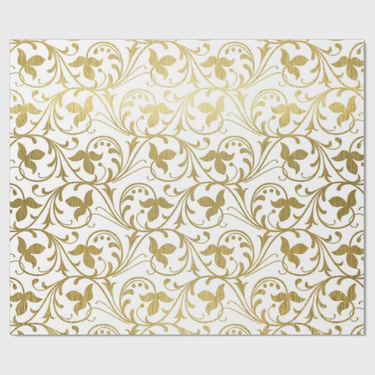 Klassieke Gold Damask Floral Pattern Wedding Wrapp Cadeaupapier (Vlak)