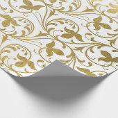 Klassieke Gold Damask Floral Pattern Wedding Wrapp Cadeaupapier (Hoek)
