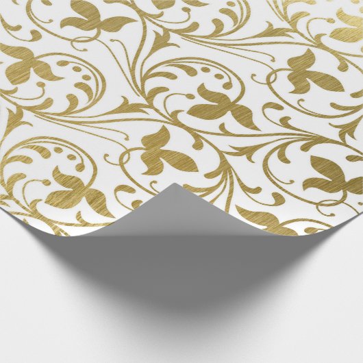 Klassieke Gold Damask Floral Pattern Wedding Wrapp Cadeaupapier (Hoek)