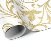 Klassieke Gold Damask Floral Pattern Wedding Wrapp Cadeaupapier (Rol Hoek)