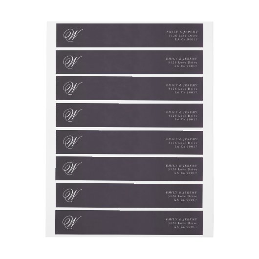 Klassieke Gold Deco Paarse Calligrafie Monogram (Vel)