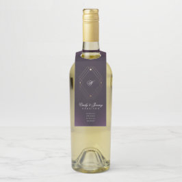 Klassieke Gold Deco Paarse Calligrafie Monogram Flessenhanger