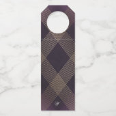 Klassieke Gold Deco Paarse Calligrafie Monogram Flessenhanger (Achterkant)