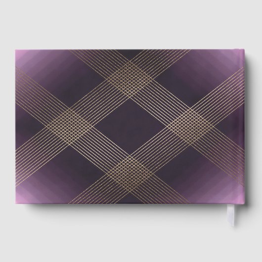 Klassieke Gold Deco Paarse Calligrafie Monogram Gastenboek (Achterkant)