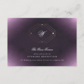 Klassieke Gold Deco Paarse Calligrafie Monogram Informatiekaartje (Voorkant)