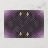 Klassieke Gold Deco Paarse Calligrafie Monogram Informatiekaartje (Achterkant)