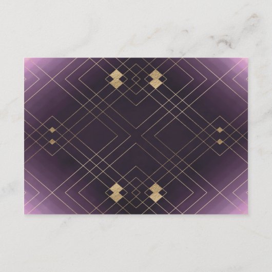 Klassieke Gold Deco Paarse Calligrafie Monogram Informatiekaartje (Achterkant)