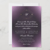 Klassieke Gold Deco Paarse Calligrafie Monogram Kaart (Voorkant)