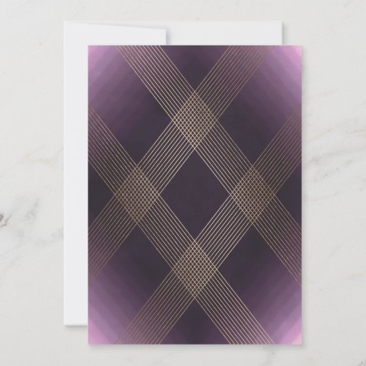 Klassieke Gold Deco Paarse Calligrafie Monogram Kaart (Achterkant)