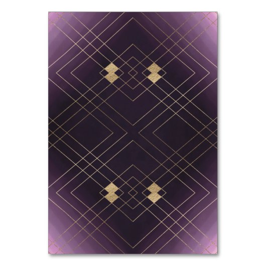 Klassieke Gold Deco Paarse Calligrafie Monogram Kaart (Achterkant)