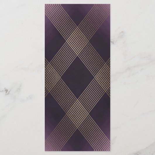 Klassieke Gold Deco Paarse Calligrafie Monogram Programmakaart (Achterkant)