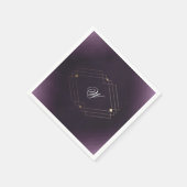 Klassieke Gold Deco Paarse Calligrafie Monogram Servet (Hoek)