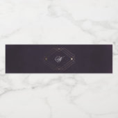 Klassieke Gold Deco Paarse Calligrafie Monogram Waterfles Etiket (Enkel label)