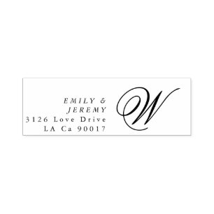 Klassieke Gold Deco Paarse Calligrafie Monogram Zelfinktende Stempel