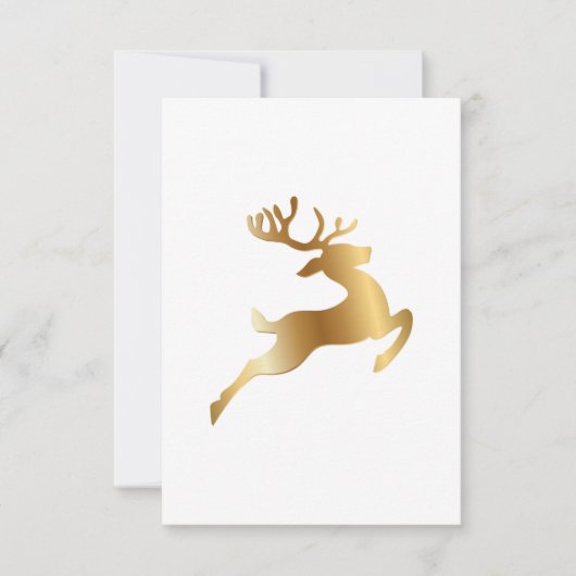 Klassieke Gold Deer-kerstkaart RSVP Kaartje (Voorkant)