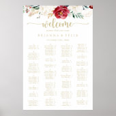 Klassieke Gold Floral Alfabetical Seating Chart Poster (Voorkant)