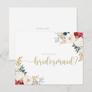 Klassieke Gold Floral Bridesmaid Voorstel Nota Kaa Notitiekaartje