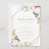 Klassieke Gold Floral Bridesmaids Luncheon Shower Kaart (Voorkant)
