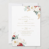 Klassieke Gold Floral Casual bruiloft Kaart (Voorkant)