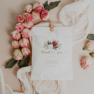 Klassieke Gold Floral Hartelijk dank voor uw huwel Bedankzakje