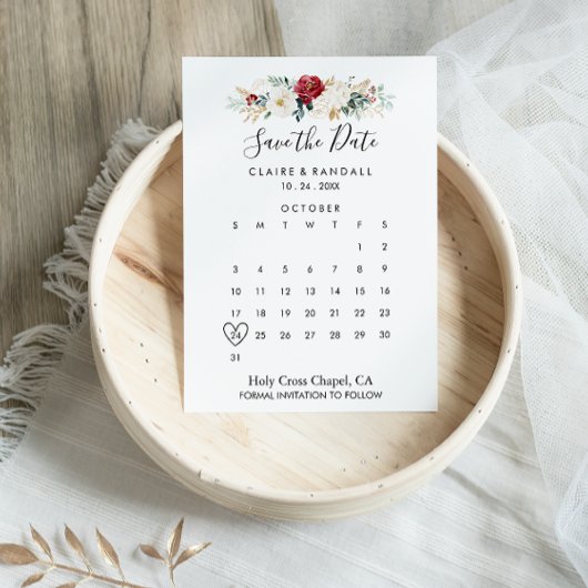 Klassieke Gold Floral Sla de datum-kalender op Save The Date