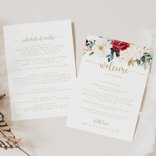 Klassieke Gold Floral Wedding Welcome Letter