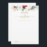 Klassieke Gold Floral Wedding Words of Wisdom Advieskaart<br><div class="desc">Deze klassieke gouden brutale trouwwoorden van wijsheidsadviezen zijn perfect voor een ritje. Het ontwerp is voorzien van waterverf-witte, bruine en goudbloemen en bessen met groene bladeren die in elegante bouquets zijn gegoten. Deze kaarten zijn perfect voor een bruiloft, vrijgezellenfeest, baby shower, graduatiedag en nog veel meer. Pas de kaarten aan...</div>
