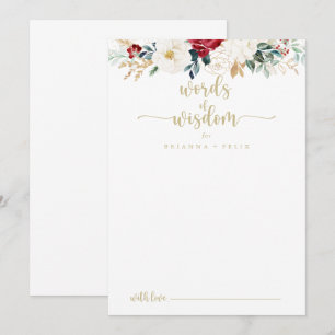Klassieke Gold Floral Wedding Words of Wisdom Advieskaart