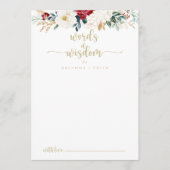 Klassieke Gold Floral Wedding Words of Wisdom Advieskaart (Voorkant)